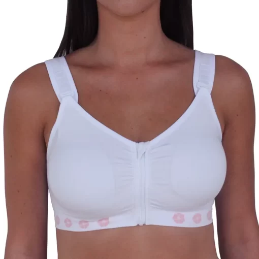 Peony Zip Front Fastening Bamboo Bra White - TL002C - Image 3